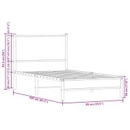 Метална рамка за легло с горна табла, кафяв дъб, 80x200 см