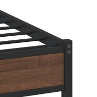 Метална рамка за легло с горна табла, кафяв дъб, 107x203 см
