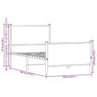 Метална рамка за легло горна и долна табла кафяв дъб 75x190 см
