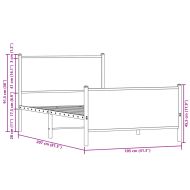 Метална рамка за легло горна/долна табла кафяв дъб 100x200 см