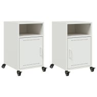 Нощни шкафчета, 2 бр, бели, 36x39x59 см, стомана