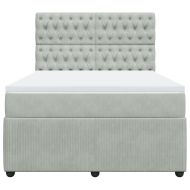 Боксспринг легло с матрак, светлосиво, 140x200 см, кадифе