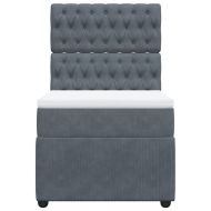 Боксспринг легло с матрак, тъмносиво, 90x200 см, кадифе