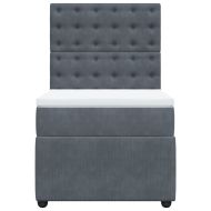 Боксспринг легло с матрак, тъмносиво, 90x200 см, кадифе