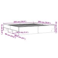 Рамка за легло без матрак опушен дъб 200x200 см инженерно дърво