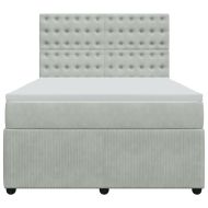 Боксспринг легло с матрак, светлосиво, 160x200 см, кадифе