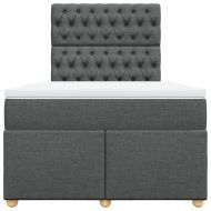 Боксспринг легло с матрак, тъмносиво, 120x190 см, плат