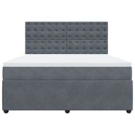 Боксспринг легло с матрак, тъмносиво, 180x200 см, кадифе