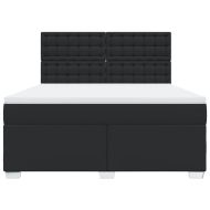 Боксспринг легло с матрак, черно, 180x200 см, изкуствена кожа