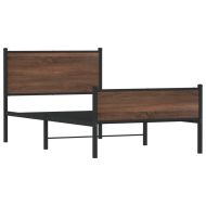 Метална рамка за легло, без матрак, кафяв дъб, 107x203 см