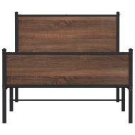 Метална рамка за легло, без матрак, кафяв дъб, 107x203 см