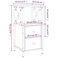 Нощно шкафче, сив сонома, 34x35,5x70 см, инженерно дърво
