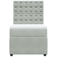 Боксспринг легло с матрак, светлосиво, 90x200 см, кадифе