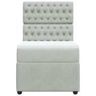 Боксспринг легло с матрак, светлосиво, 90x200 см, кадифе