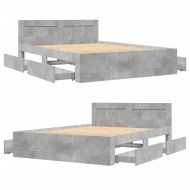 Рамка за легло с табла, бетонно сива, 140x200см инженерно дърво