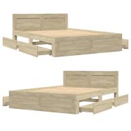 Рамка за легло с табла, дъб сонома, 140x190 см, инженерно дърво