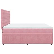 Боксспринг легло с матрак, розово, 200x200 см, кадифе