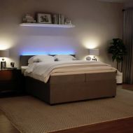 Боксспринг легло с матрак, светлосиво, 200x200 см, кадифе