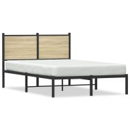 Метална рамка за легло с табла, дъб сонома, 120x200 см