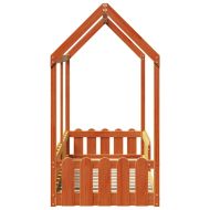 Рамка за детско легло къща, восъчнокафява, 70x140 см, бор масив