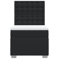 Боксспринг легло с матрак, черно, 90x200 см, изкуствена кожа