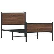 Метална рамка за легло без матрак Кафяв дъб 75x190 cm