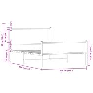 Метална рамка за легло, без матрак, кафяв дъб, 120x190 см