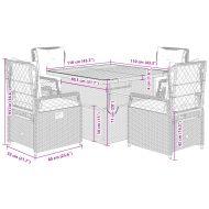 Градински трапезен комплект 5 части с възглавници сив полиратан