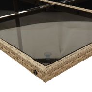 Градински комплект с възглавници, 7 части, бежов полиратан