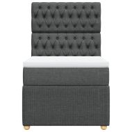 Боксспринг легло с матрак, тъмносив, 90x190 см, плат