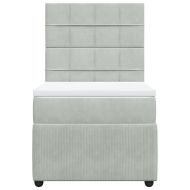 Боксспринг легло с матрак, светлосиво, 100x200 см, кадифе