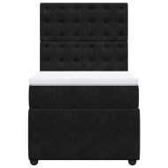 Боксспринг легло с матрак, черно, 100x200 см, кадифе