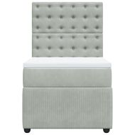 Боксспринг легло с матрак, светлосиво, 100x200 см, кадифе