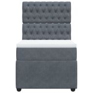 Боксспринг легло с матрак, тъмносиво, 100x200 см, кадифе