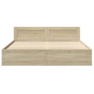 Рамка за легло с табла, дъб сонома, 180x200 см, инженерно дърво