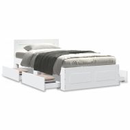 Рамка за легло с табла без матрак, бяла, 100x200 см