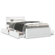 Рамка за легло с табла без матрак, бяла, 90x200 см