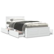 Рамка за легло с табла, бяла, 75x190 см, инженерно дърво