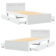 Рамка за легло с табла, бяла, 75x190 см, инженерно дърво