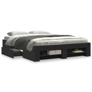 Рамка за легло, черна, 150x200 см, инженерно дърво