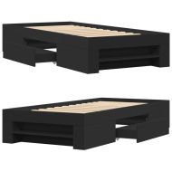 Рамка за легло, черна, 100x200 см, инженерно дърво