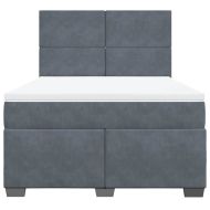 Боксспринг легло с матрак, тъмносиво, 160x200 см, кадифе