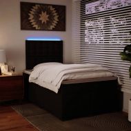 Боксспринг легло с матрак, черно, 120x190 см, изкуствена кожа