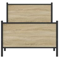 Метална рамка за легло, без матрак, сонома дъб, 75x190 см