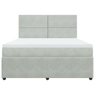 Боксспринг легло с матрак, светлосиво, 180x200 см, кадифе