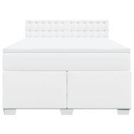 Боксспринг легло с матрак, бяло, 140x190 см изкуствена кожа