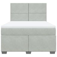 Боксспринг легло с матрак, светлосиво, 140x200 см, кадифе