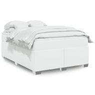 Боксспринг легло с матрак, бяло, 160x200 см, изкуствена кожа