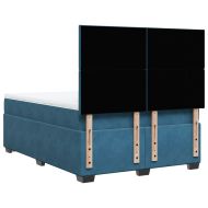 Боксспринг легло с матрак, синьо, 140x200 см, кадифе