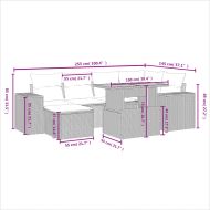 Градински диван с възглавници, 7 части, бежов полиратан